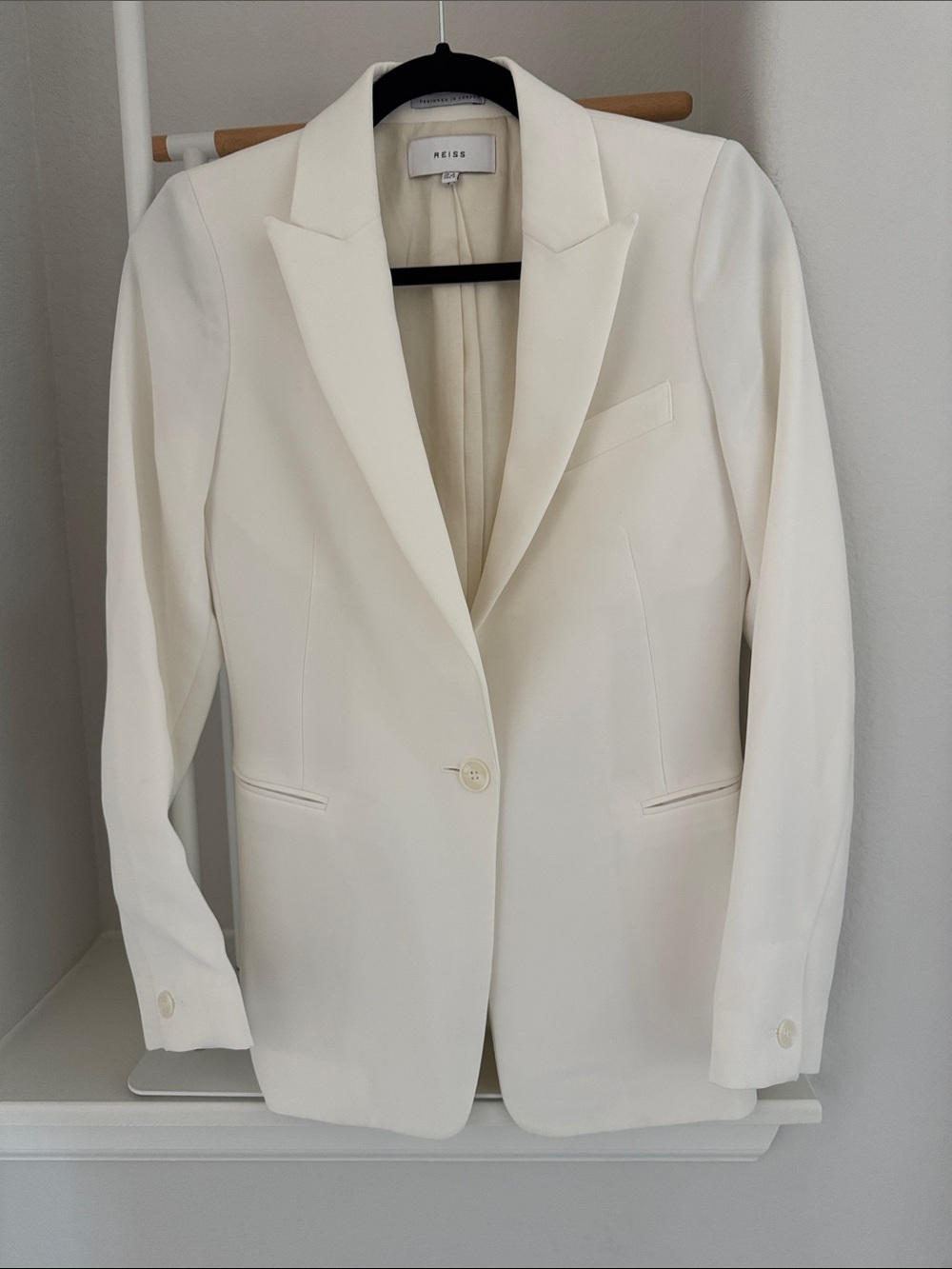 Reiss Cream Single-Button Tailored Blazer